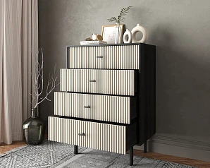 заказать Комод вертикальный с четырьмя ящиками "Emerson" арт EM18/milky/L