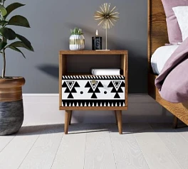 красивые Тумбочка "Berber" с одним ящиком 19 принт арт BB06/Print_19, разноцветная в интернет-магазине