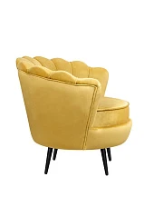 Низкое кресло ракушка Pearl Yellow на черных ножках