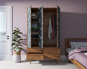 фото Шкаф трехстворчатый "Berber" принт 18 арт BB02/Print_18 в интерьере