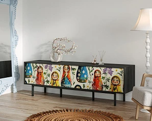 купить стильный Комод с четырьмя дверками и двумя ящиками "Emerson" Матрешки арт EM04/Art04 в интернет-магазине