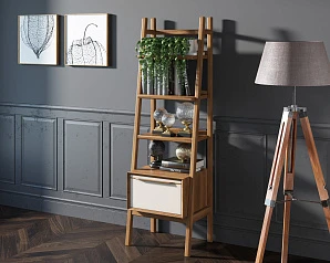 фото Узкий стеллаж "Bruni white" с открытыми полками арт BR29WH