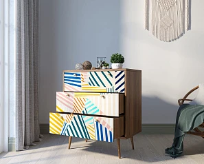 Комод "Berber" три ящика 42 принт арт BB40/Print_42 в интерьере
