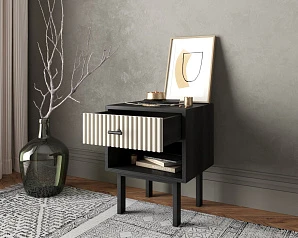 Тумбочка с верхним ящиком "Emerson" арт EM11/milky/L в интерьере