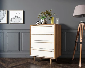 купить Комод в Скандинавском стиле "Bruni white" на четыре ящика арт BR08WH в интернет-магазине