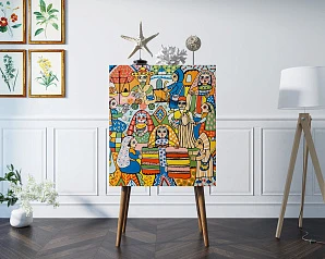 фото Комод на высоких ножках "Berber" принт 1 арт BB09/Print_01 в интерьере