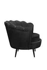 Низкое кресло ракушка Pearl Black V2 на черных ножках