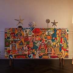 Комод "Berber" три дверки 1 принт арт BB01/Print_01 в интерьере