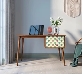 фото Стол рабочий "Berber" принт 24 с одной тумбой арт BB20/Print_24 в интерьере