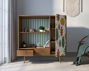 Стеллаж с нишей "Berber" принт 30 арт BB28/Print_30 в интерьере