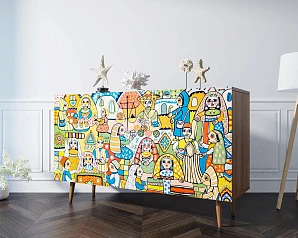 Комод "Berber" три дверки 1 принт арт BB01/Print_01 в интерьере