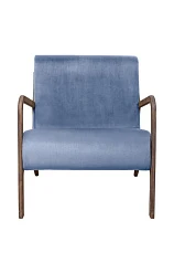 красивое Низкое кресло с деревянными подлокотниками Mody Sky цвет синий