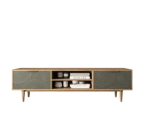 купить красивые Комод "Line" с нишей низкий под TV R27/browngrey в интернет-магазине