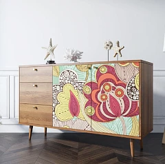 фото Комод "Berber" с двумя дверками и ящиками 6 принт арт BB05/Print_06 в интерьере