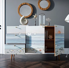 купить стильный Комод "Berber" с двумя дверками и ящиками принт 10 арт BB17/Print_10