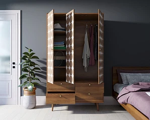 Шкаф трехстворчатый "Berber" принт 17 арт BB02/Print_17 в интерьере