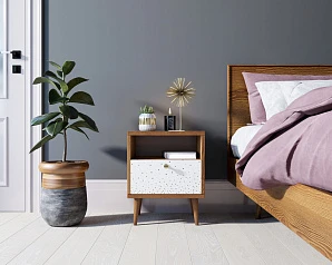 Тумбочка "Berber" с одним ящиком 15 принт арт BB06/Print_15, разноцветная