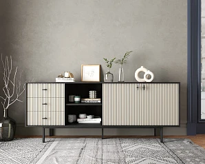 фото Комод с дверками и нишей "Emerson" арт EM15/milky/L