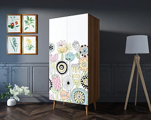 красивый Шкаф малый двухстворчатый "Berber" принт 3 арт BB08/Print_03