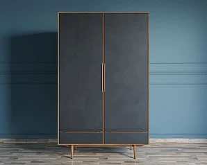 купить красивый Шкаф двустворчатый  "Bruni Black" с двумя ящиками арт BR27/2Black в интернет-магазине