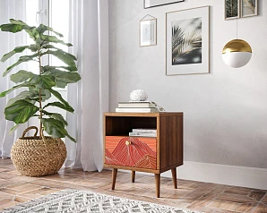 купить Тумбочка "Berber" с одним ящиком 49 принт арт BB06/Print_49, разноцветная