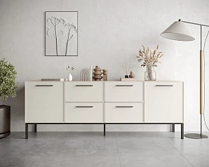 купить стильные Комод две дверки и четыре ящика "Nicole" цвет Белый, арт NEM19
