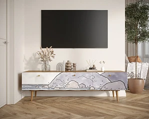 Комод "Berber" с ящиками низкий под TV арт BB19/Print_51 на заказ