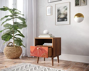 купить Тумбочка "Berber" с одним ящиком 49 принт арт BB06/Print_49, разноцветная