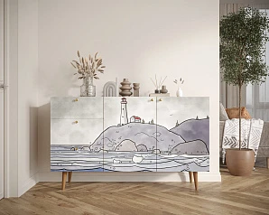 купить красивый Комод "Berber" с двумя дверками и ящиками арт BB17/Print_51 в интернет-магазине