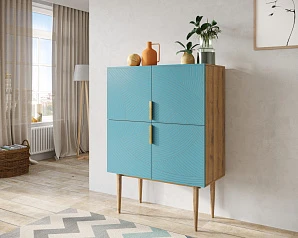 заказать Малый комод с четырьмя дверками на высоких ножках "Line" LN13/GR1/blue