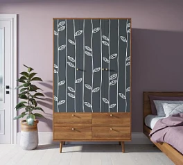 фото Шкаф трехстворчатый "Berber" принт 18 арт BB02/Print_18 в интерьере