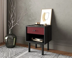 купить стильные Тумбочка с верхним ящиком "Emerson" арт EM11/red/L в интернет-магазине