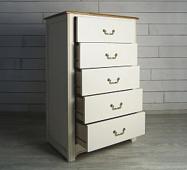 стильный Бежевый комод "Olivia" высокий на 5 ящиков арт GA3005C на заказ