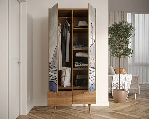 красивый Шкаф двухстворчатый "Berber" арт BB16/Print_51 в интернет-магазине