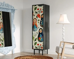 купить красивый Шкаф c одной дверкой "Emerson" Матрешки арт EM101/Art04