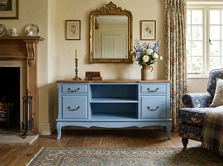 заказать Комод под TV "Леонтина (Leontina)" в голубом цвете арт ST9328/5024