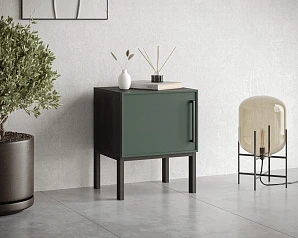 Тумбочка с дверкой "Nicole" NLN08G Зеленый в интерьере