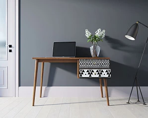 стильный Стол рабочий "Berber" принт 19 с одной тумбой арт BB20/Print_19 на заказ
