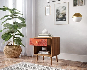 стильные Тумбочка "Berber" с открытой полкой 49 принт арт BB33/Print_49, разноцветная