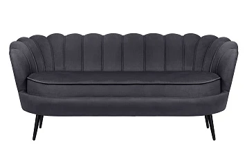 стильный Диван ракушка для гостиниц Pearl Triple Black на черных ножках на заказ