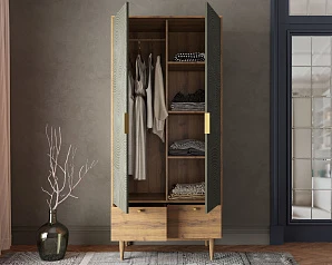 заказать Шкаф двухстворчатый  с ящиками "Line" R26/browngrey