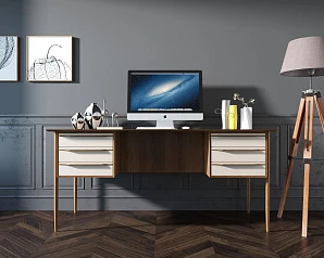 купить красивый Рабочий письменный стол "Bruni white" с ящиками арт BR47WH в интернет-магазине