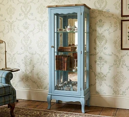 Шкаф "Леонтина (Leontina)" в голубом цвете для посуды узкий/низкий арт ST9319B