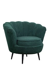 купить Низкое кресло ракушка Pearl зеленый Boucle на черных ножках