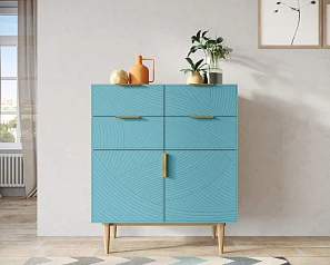 купить Большой комод с четырьмя ящиками и дверками "Line" LN17/GR1/blue