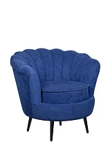 Низкое кресло ракушка Pearl синий на черных ножках