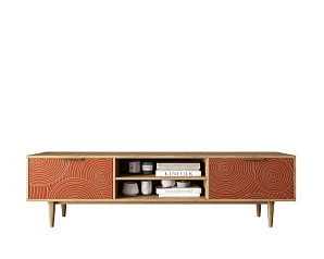 стильный Комод "Line" с нишей низкий под TV R27/red на заказ