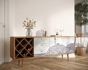купить красивый Комод "Berber" удлиненный с бутылочницей арт BB15/Print_51