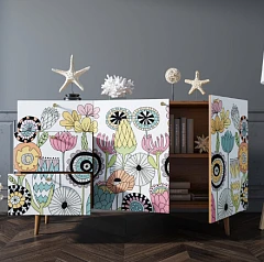 Комод "Berber" с двумя дверками и ящиками принт 3 арт BB17/Print_03 в интерьере