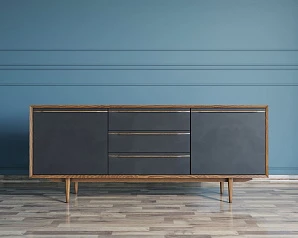 купить красивый Комод "Brun Black" с тремя ящиками и дверками арт BR-03/Black в интернет-магазине